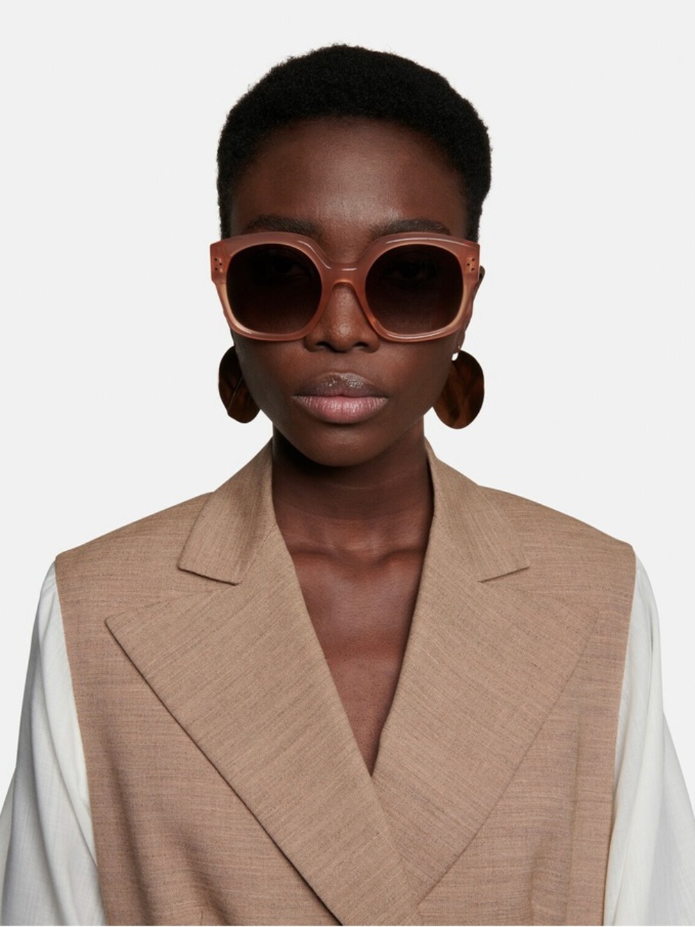 CELINE BLUSH/SMOKE GRADIENT ACETATE ROUND UNISEX SUNGLASSES CL40168I